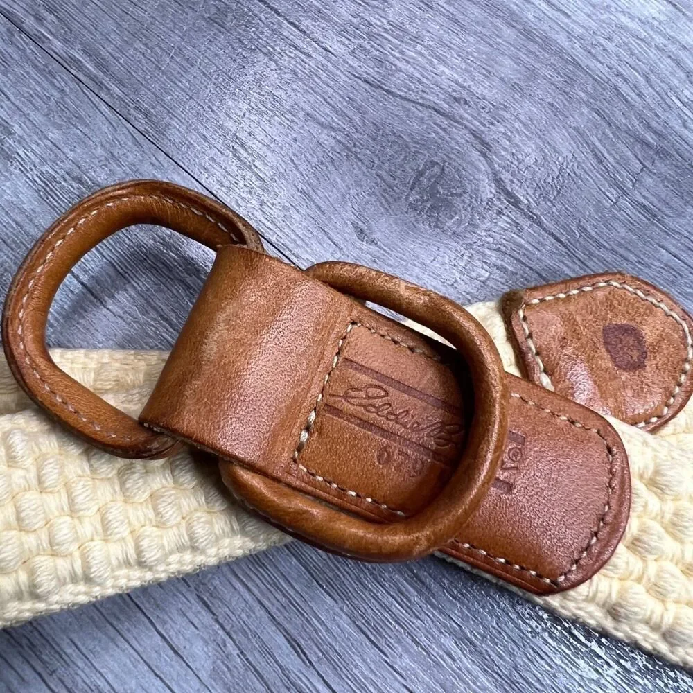Woven Fabric Leather Belt Size Medium Eddie Bauer Costal Cowgirl